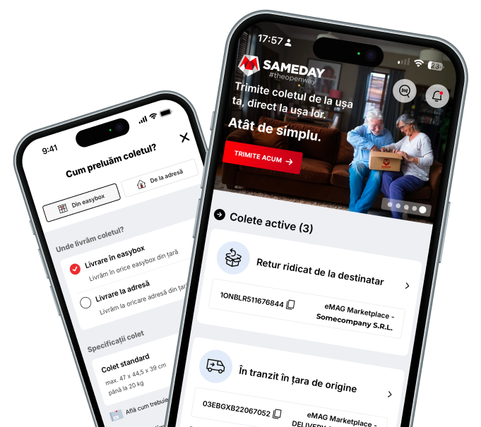 Aplicația SAMEDAY pe telefon